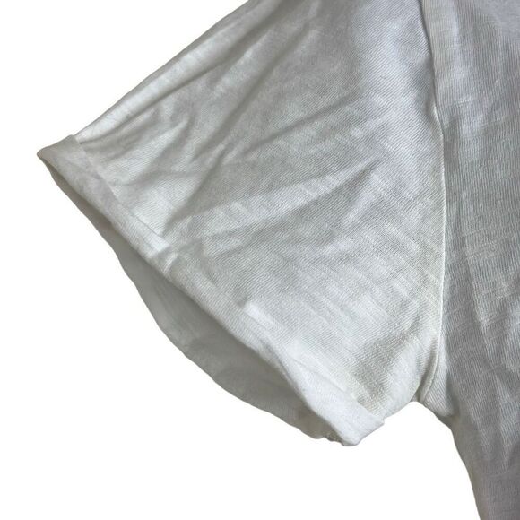 LaMarque Pullover Crewneck TShirt Cream Short Sleeve Scoop Neck Tie Front XS - Picture 4 of 9